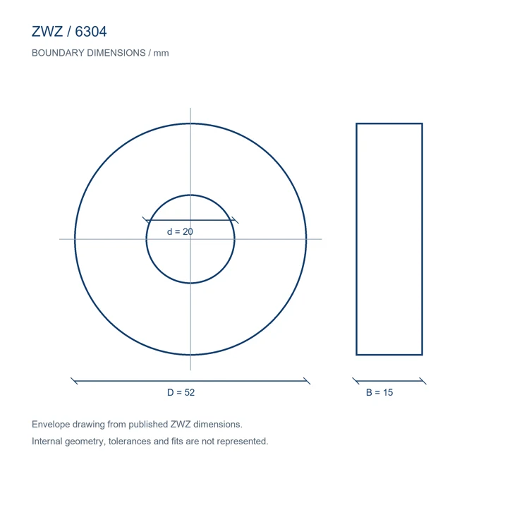 6304 / d 20.000 mm / D 52.000 mm
