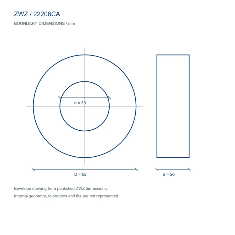 22206CA / d 30.000 mm / D 62.000 mm