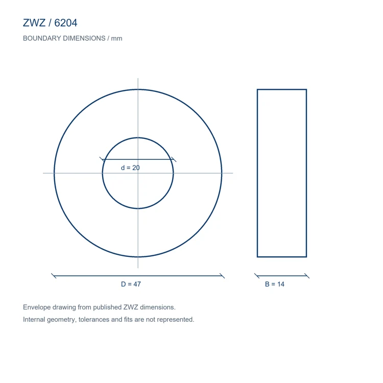6204 / d 20.000 mm / D 47.000 mm